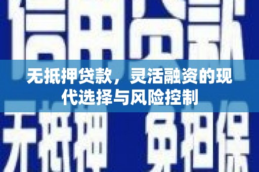 茂南无抵押贷款，灵活融资的现代选择与风险控制