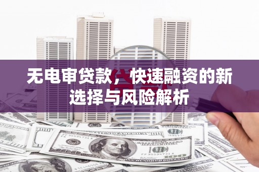 茂南无电审贷款，快速融资的新选择与风险解析