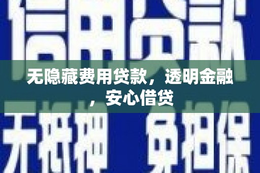 茂南无隐藏费用贷款，透明金融，安心借贷