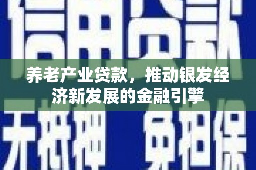 茂南养老产业贷款，推动银发经济新发展的金融引擎