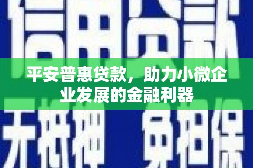 茂南平安普惠贷款，助力小微企业发展的金融利器