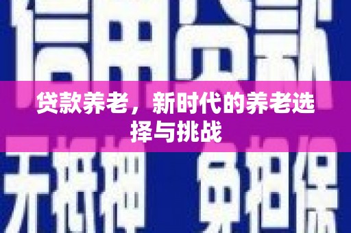 茂南贷款养老，新时代的养老选择与挑战