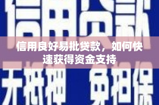 茂南信用良好易批贷款，如何快速获得资金支持
